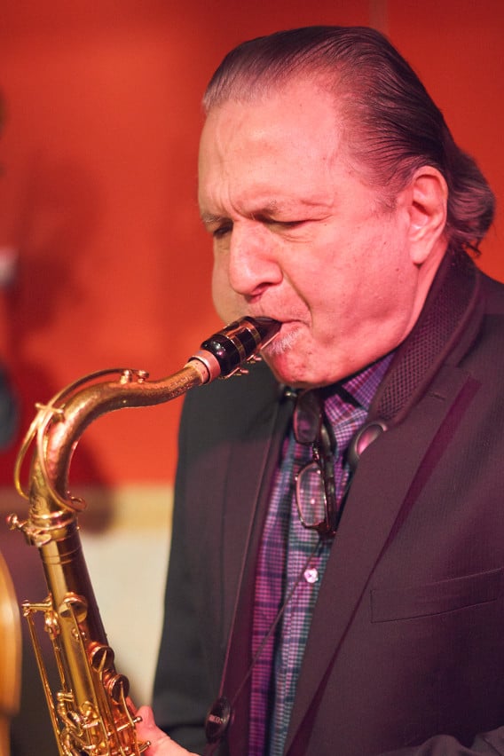 Jazz saxophonist Jerry Bergonzi and his KB Sax neck - gold plated Vanguard hand hammered copper saxophone neck