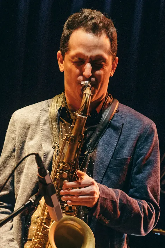 Saxophonist John Ellis with his KB Sax handcrafted saxophone neck. He is an official endorser of KB Sax neck.