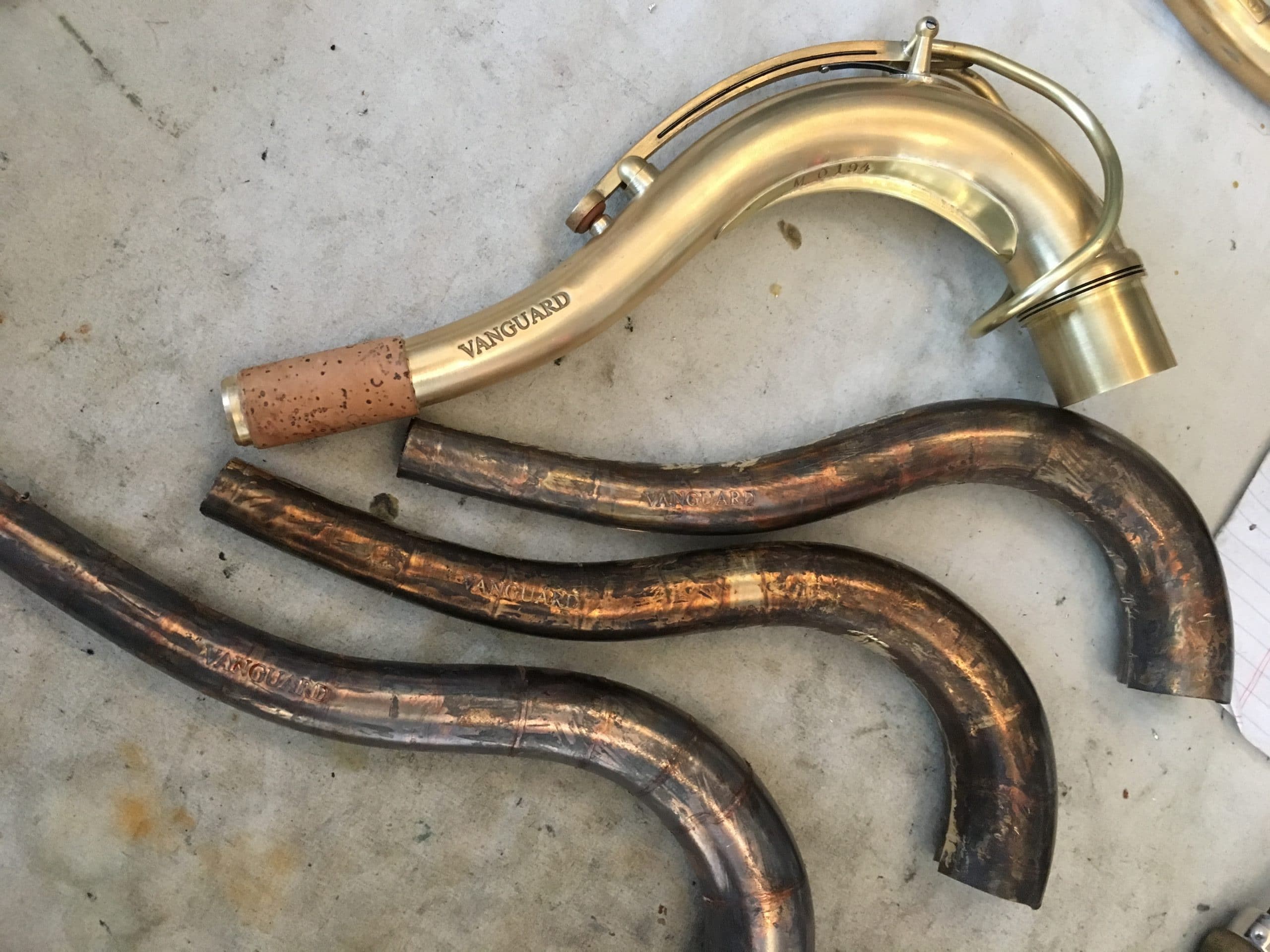 Transformative process of each handmade saxophone necks at KB Sax