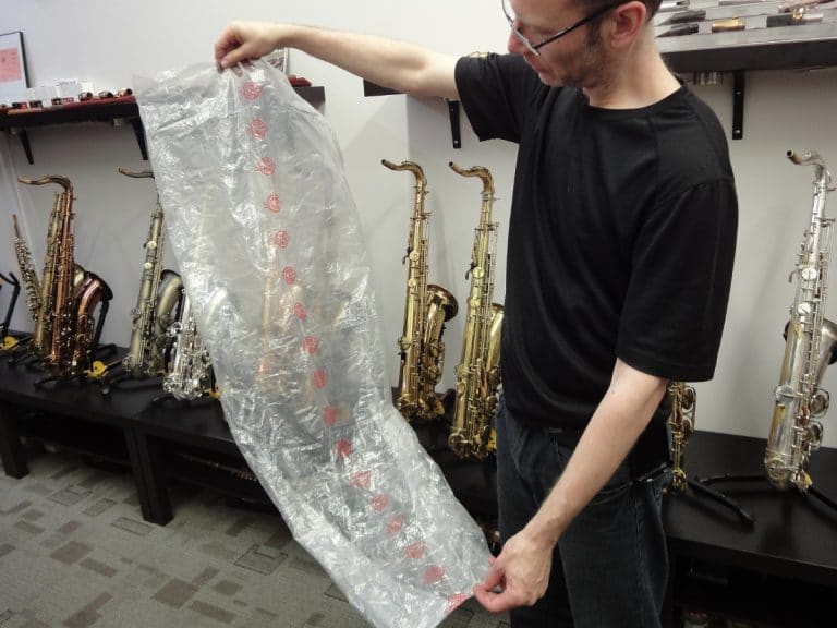 Original plastic bag that a Selmer 5 digit Mark VI is wrapped in