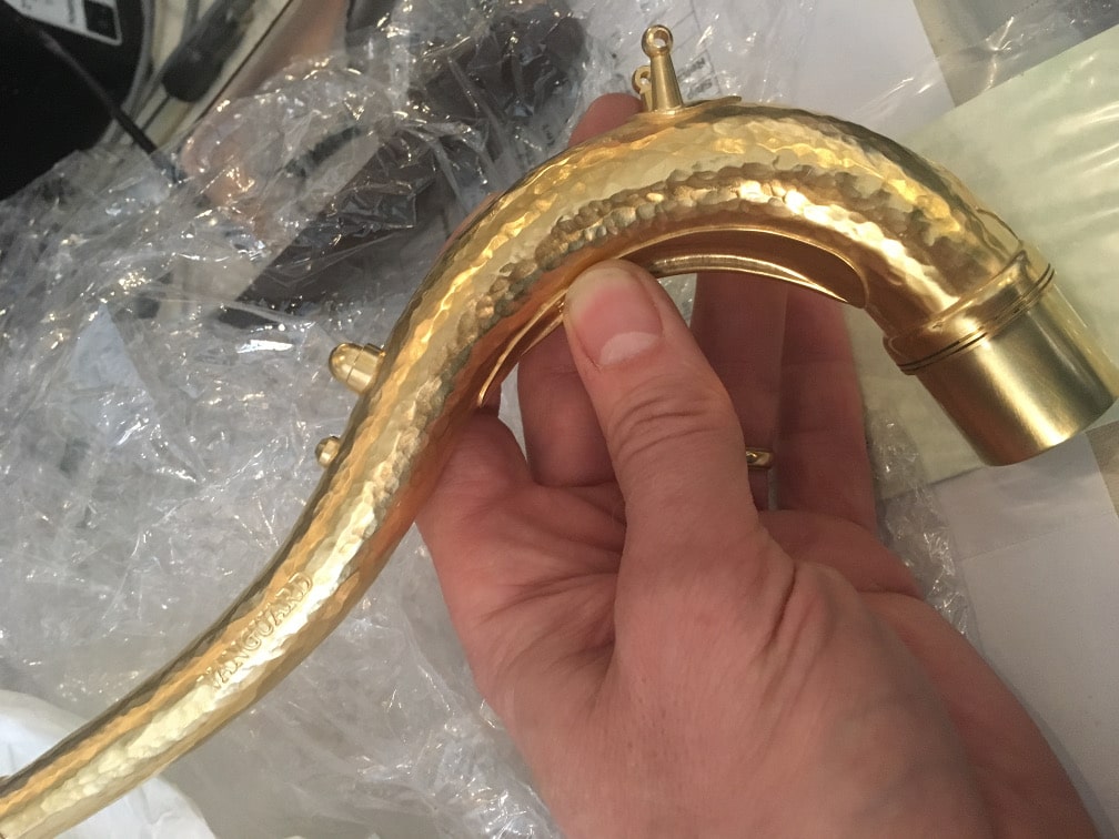 One of two gold plated saxophone necks (KB necks) for Jerry Bergonzi on his Selmer tenor